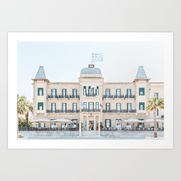 Greece Grand Hotel at Spetses, Greek Island | Greek Travel Photo Wall Art | Pastel Coloured Photography Art Print