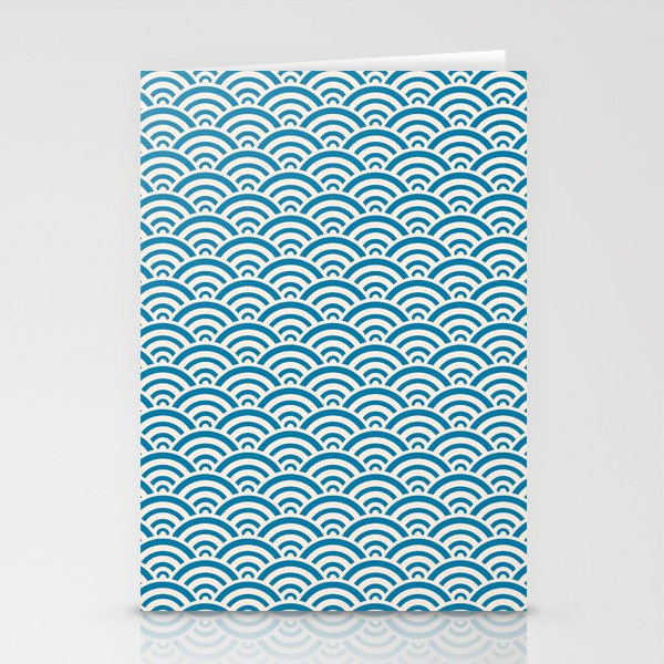 Traditional Seigaiha Japanese Wave Art Pattern - Ukiyo E Art Stationery Cards