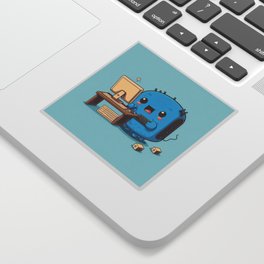 a guy working on his computer Sticker