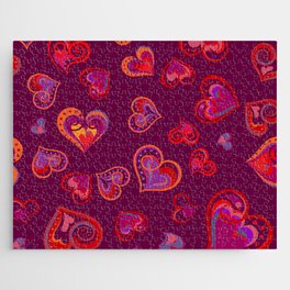 Fun seamless vintage love heart background in pretty colors. Baby announcement, Valentines Day, Mothers Day, Easter, wedding, scrapbook, gift wrapping paper, textiles. Jigsaw Puzzle