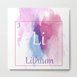 Elementals: Li Metal Print | Sciencenerd, Chemistry, Concept, Blue, Purple, Pink, Watercolor, Elemental, Typography, Graphicdesign 