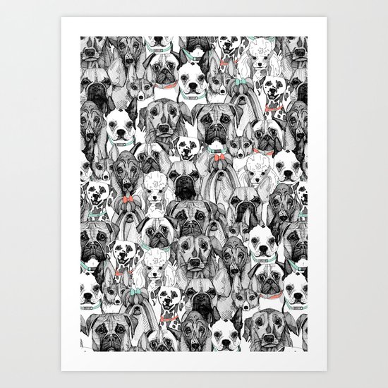just dogs coral mint Art Print