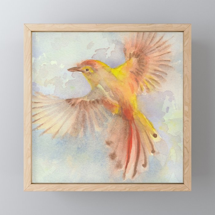 Watercolor Bird Framed Mini Art Print