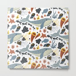 Sea Pattern #1 Metal Print | Graphicdesign, Ocean, Outdoor, Jellyfish, Cute, Flower, Tropic, Power, Crazy, Summer 