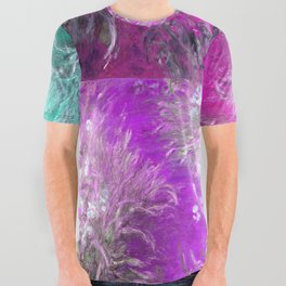 The Path through the Irises 4-color collage floral iris landscape painting by Claude Monet All Over Graphic Tee