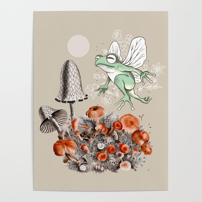 Mushroom Forest Frog Poster