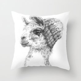 Wooly Llama Throw Pillow