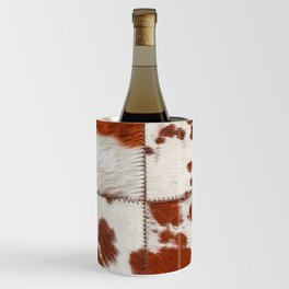 Cowhide brown and white fur patchwork Wine Chiller