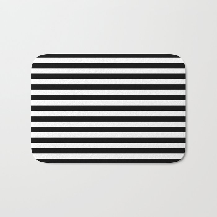 Horizontal Stripes (Black & White Pattern) Bath Mat