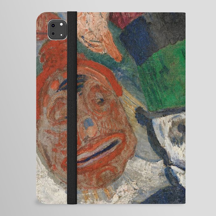 Ensor's skeleton; Christ's entry into Brussels grotesque art skull portrait painting surrealism by James Ensor  iPad Folio Case