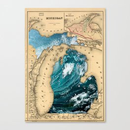 Michigan Waves Map Canvas Print