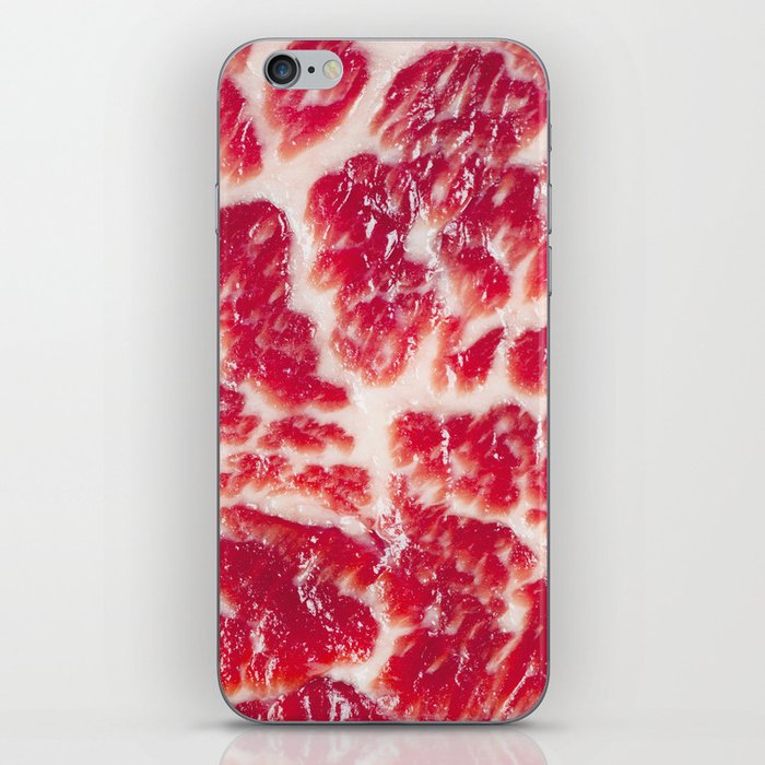 Fresh raw beef steak marbled meat texture close up background iPhone Skin