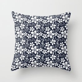 Flower Pattern - Navy Blazer - Pantone Color Throw Pillow