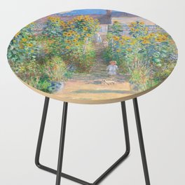 French Impressionist Landscape of Sunflower Farm by Claude Monet Side Table
