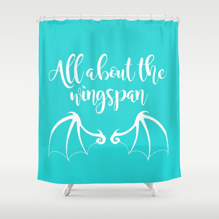 All About the Wingspan blue design Shower Curtain
