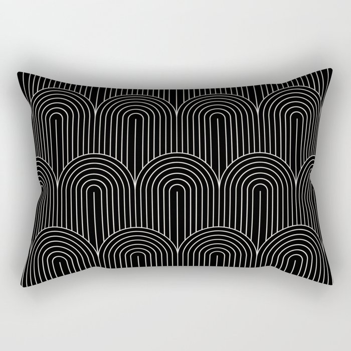 Art Deco Arch Pattern V Black & White Rectangular Pillow