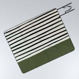 Olive Green x Stripes Picnic Blanket
