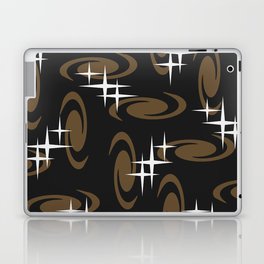 Retro Atomic Age Swirls Stars Pattern Black Brown Laptop Skin