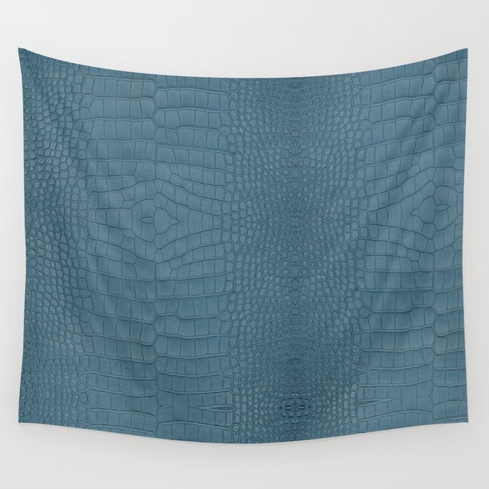 Turquoise Alligator Leather Print Wall Tapestry