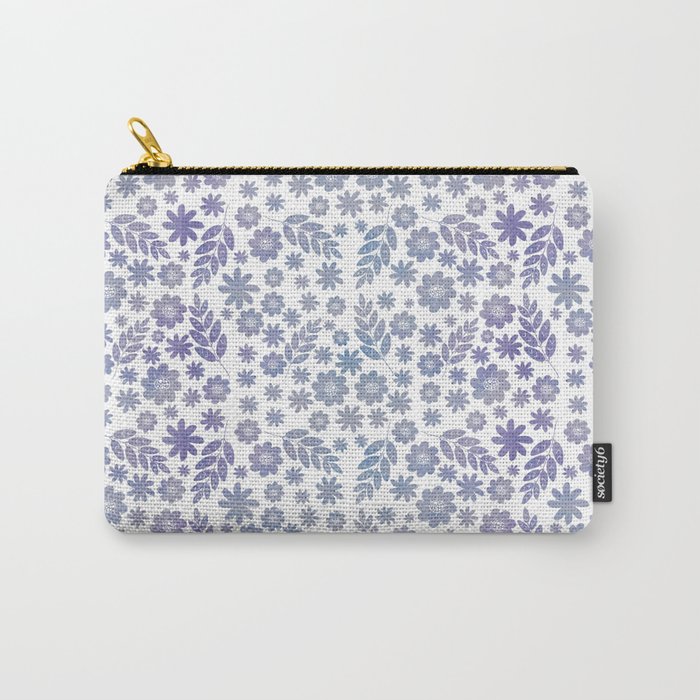 Grey & Lavender Floral Pattern Carry-All Pouch