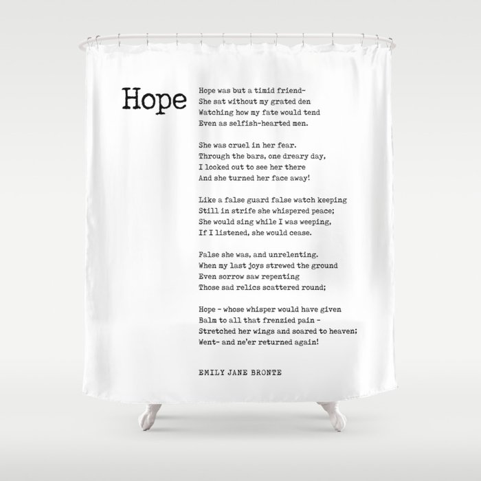 Hope - Emily Jane Bronte Poem - Literature - Typewriter Print 1 Shower Curtain