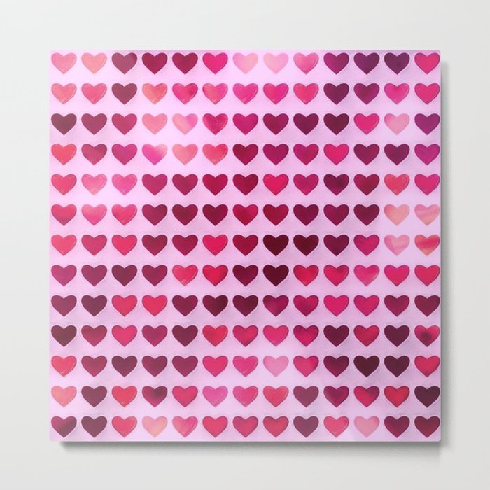 Rainbow Hearts Pink Red Cranberry Metal Print
