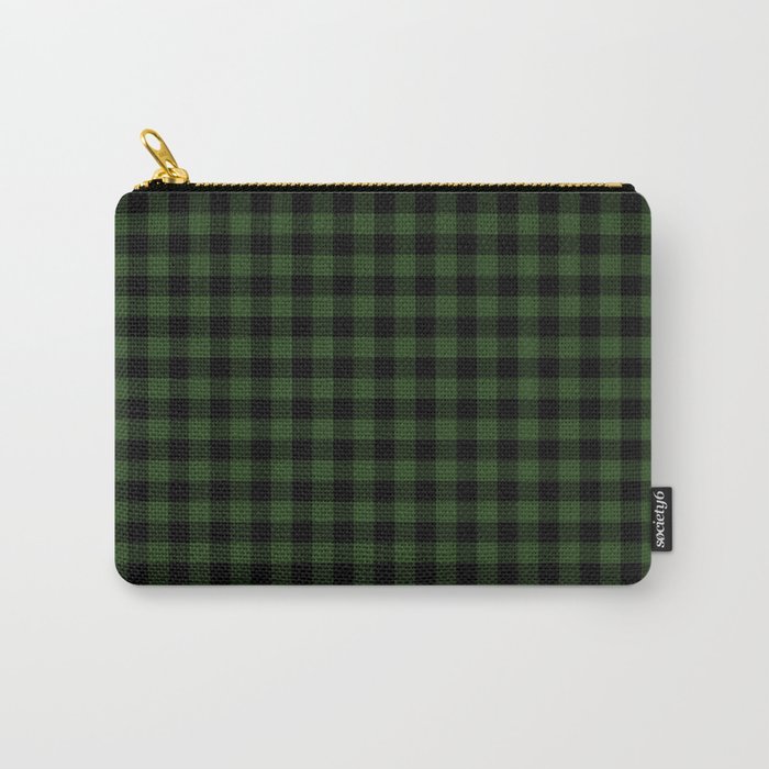 Dark Forest Green and Black Gingham Checkcom Carry-All Pouch
