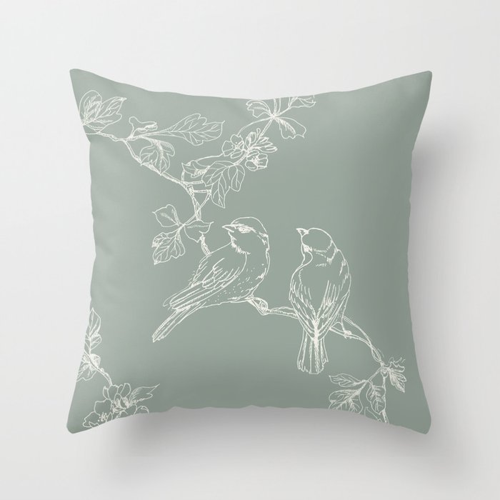 Song Birds on a branch  Throw Pillow