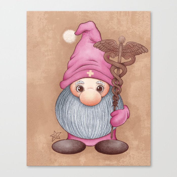 Gnome Nurse With Caduceus Staff Canvas Print