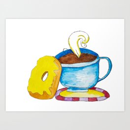 Doughnut and a Coffee Art Print