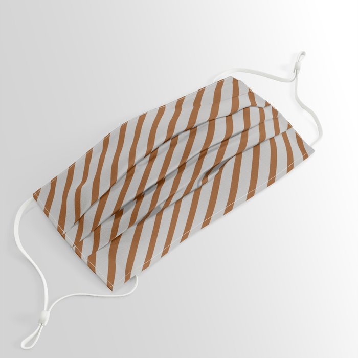Grey and Brown Colored Stripes/Lines Pattern Face Mask