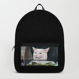 Woman Yelling at Cat Meme-2 Backpack | Yelling, Cat With Salad, Funny, Woman, Cute, Lettuce, Cat Meme, Confused, Curated, Screaming 
