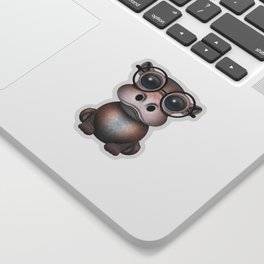 Cute Nerdy Baby Hippo Wearing Glasses Sticker
