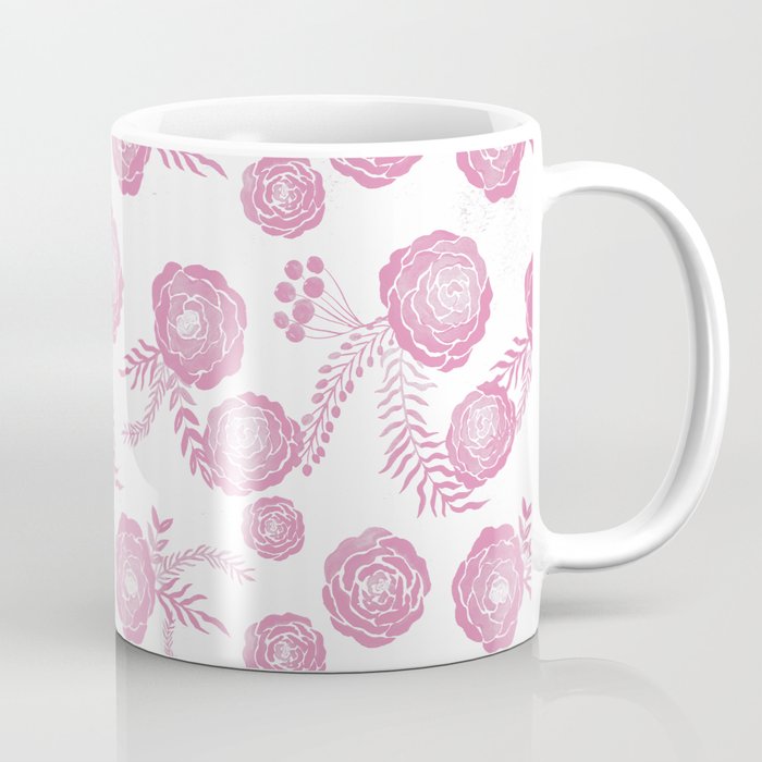Peony Pattern Pink Coffee Mug