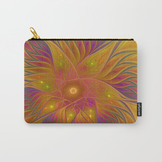 Colorful and Luminous Flower, Abstract Fractal Art Carry-All Pouch