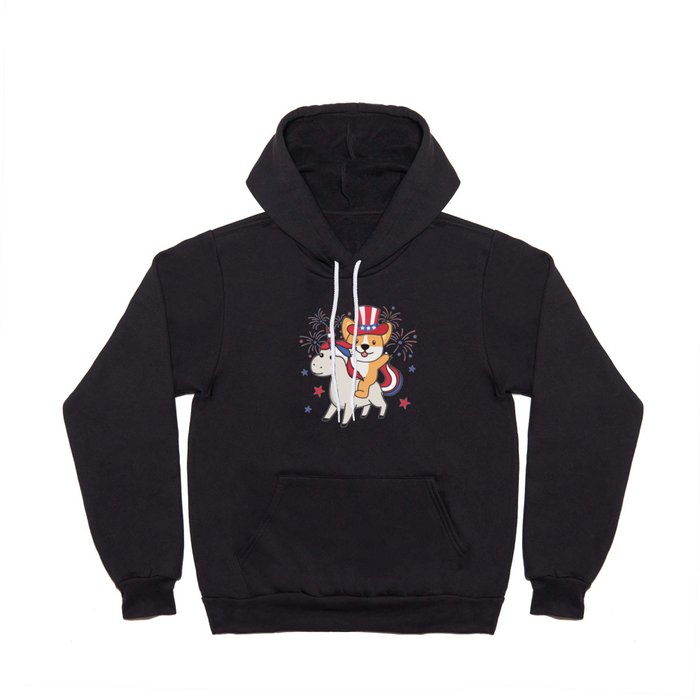 Corgi With Unicorn For The Fourth Of July Hoody