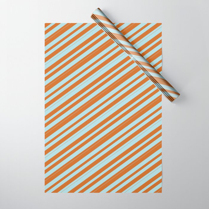 Chocolate & Powder Blue Colored Stripes/Lines Pattern Wrapping Paper