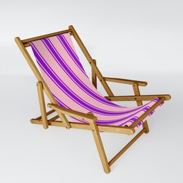 [ Thumbnail: Pink and Dark Violet Colored Lines Pattern Sling Chair ]