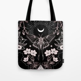 Bohemian Luna Moth On Black Tote Bag