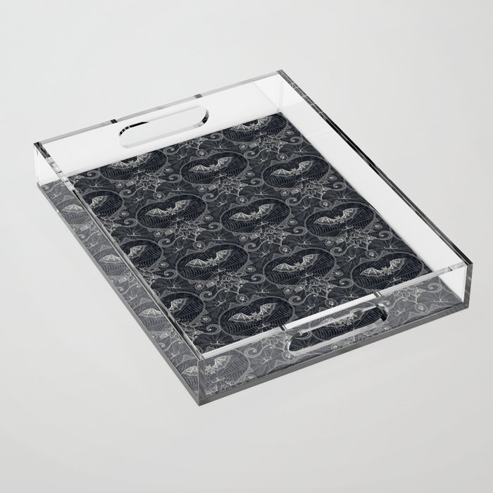 Gothic lace-bats-black Acrylic Tray