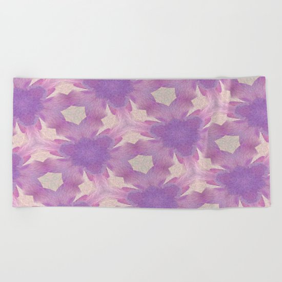 Geometric Floral Design - Purple Beach Towel