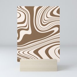 Earthy 70s Retro Abstract Swirl Pattern Mini Art Print