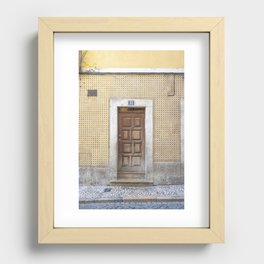 The brown door nr. 33 art print- Yellow azulejos in Alfama, Lisbon, Portugal - travel photography Recessed Framed Print