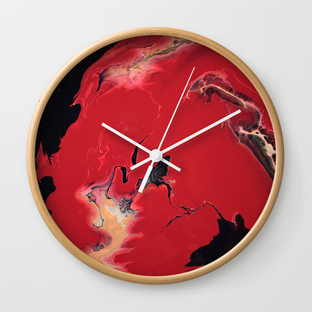 Pressure Red Gold And Black Fluid Acrylic Abstract Painting