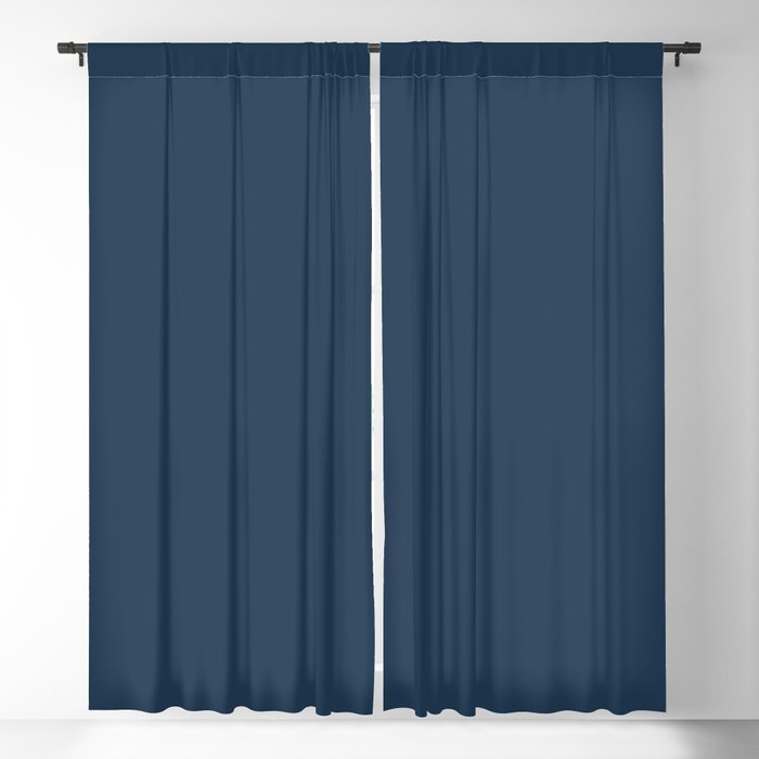 Dark Blue Solid Color Noir 24-16 - Single Shade Hue Blackout Curtain