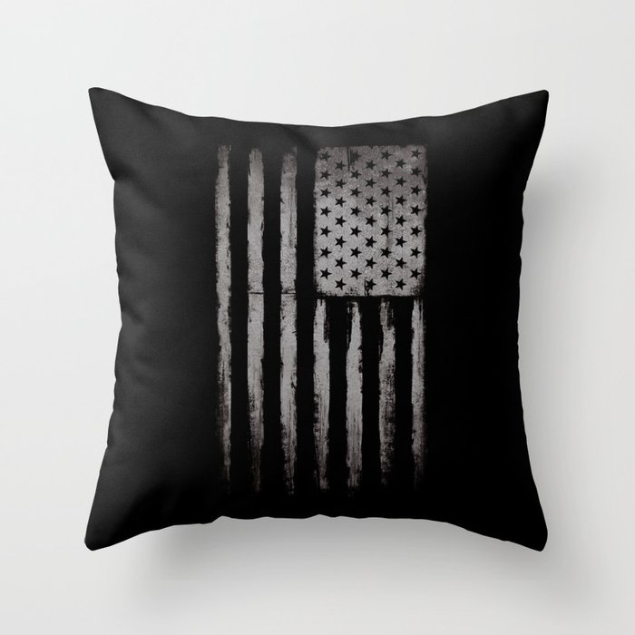 White Grunge USA flag Throw Pillow