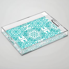 Blue and White Mandala Pattern Acrylic Tray