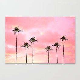 Palm Trees Photography | Hot Pink Sunset Canvas Print
