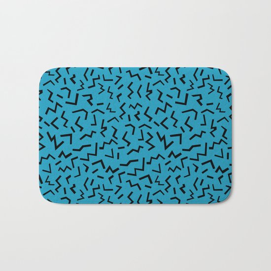 memphis pattern trendy modern pattern print black and blue retro prints Bath Mat