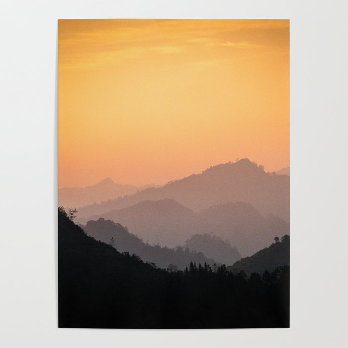 mountains at dusk Poster